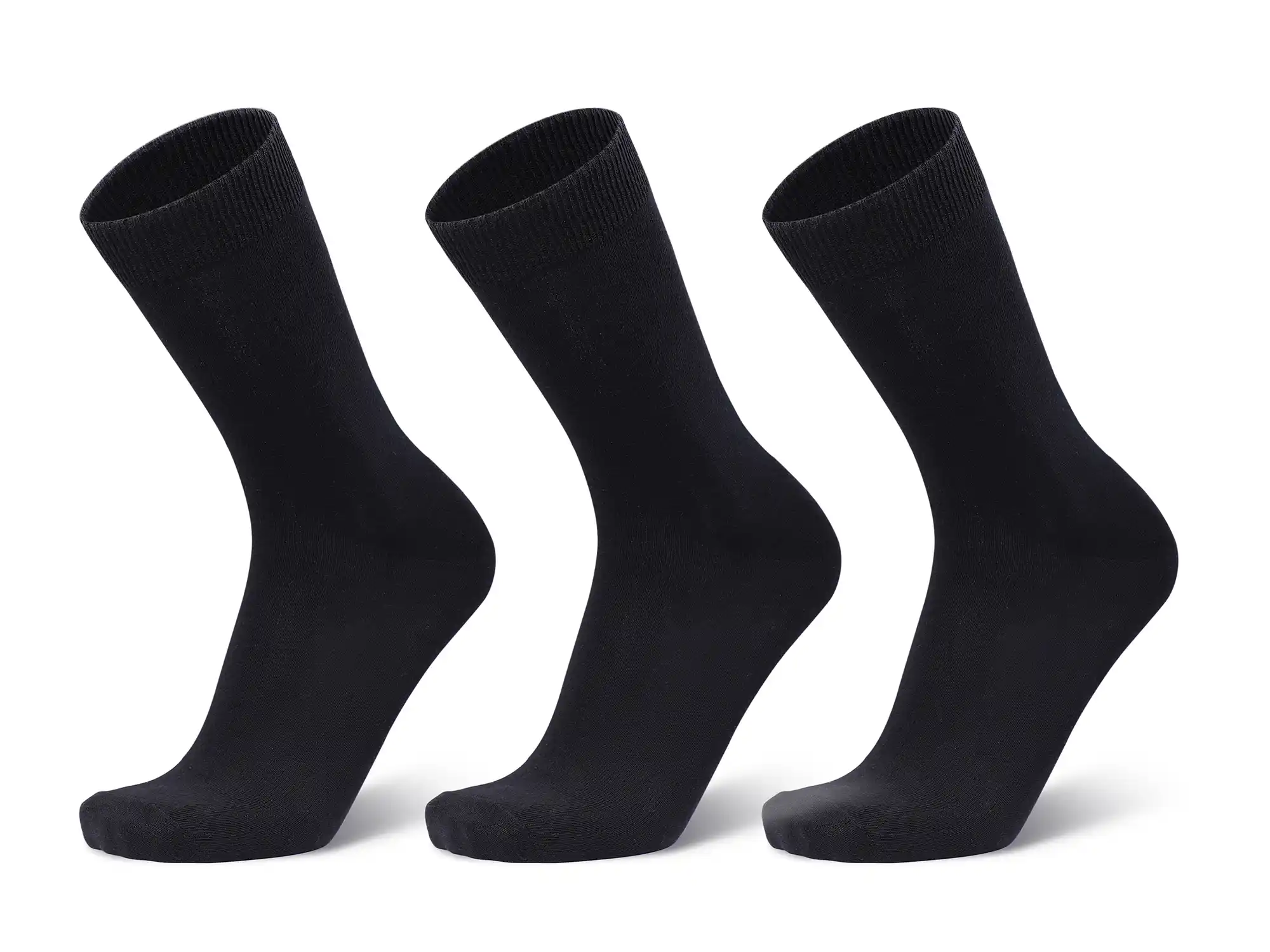 Men's Crew Length Black Cotton Socks, Pack of 3