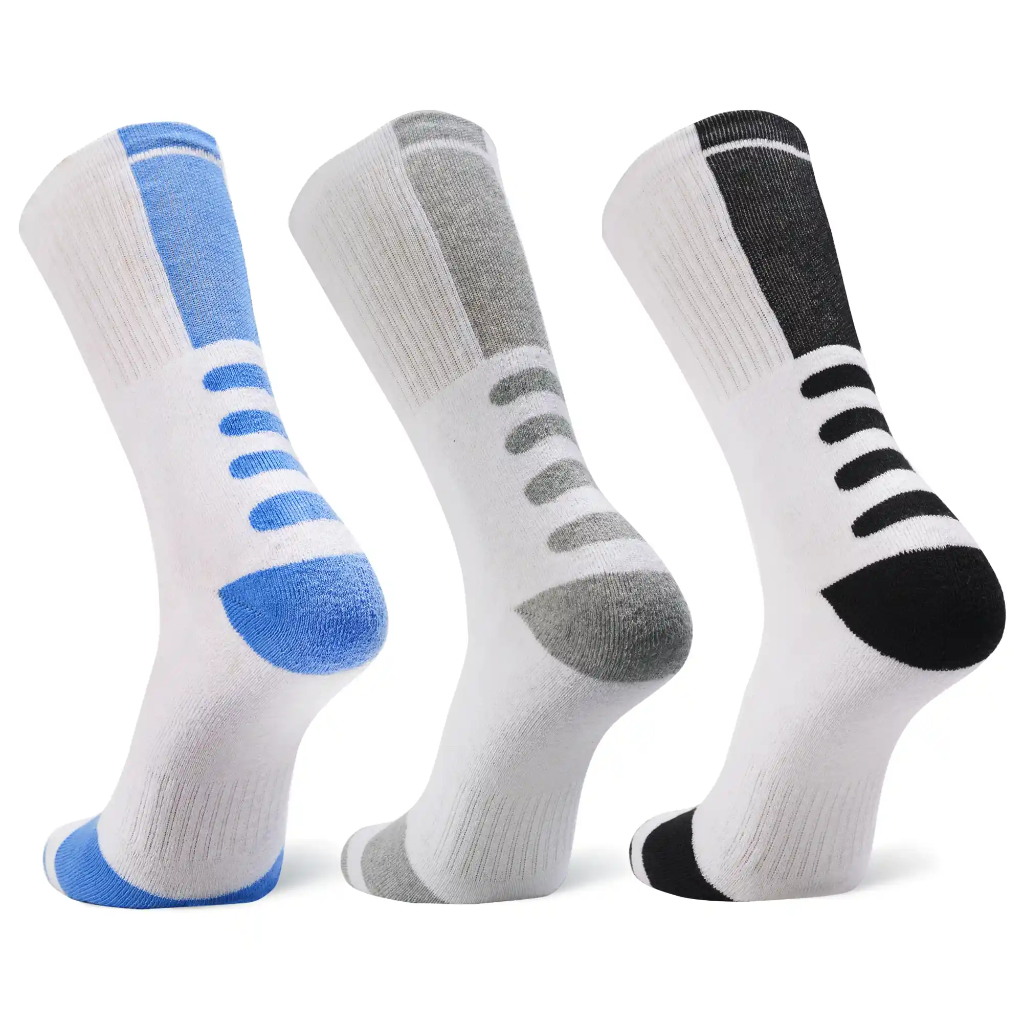 Men's Crew Length Full Terry Cotton Sports Socks, Pack of 3