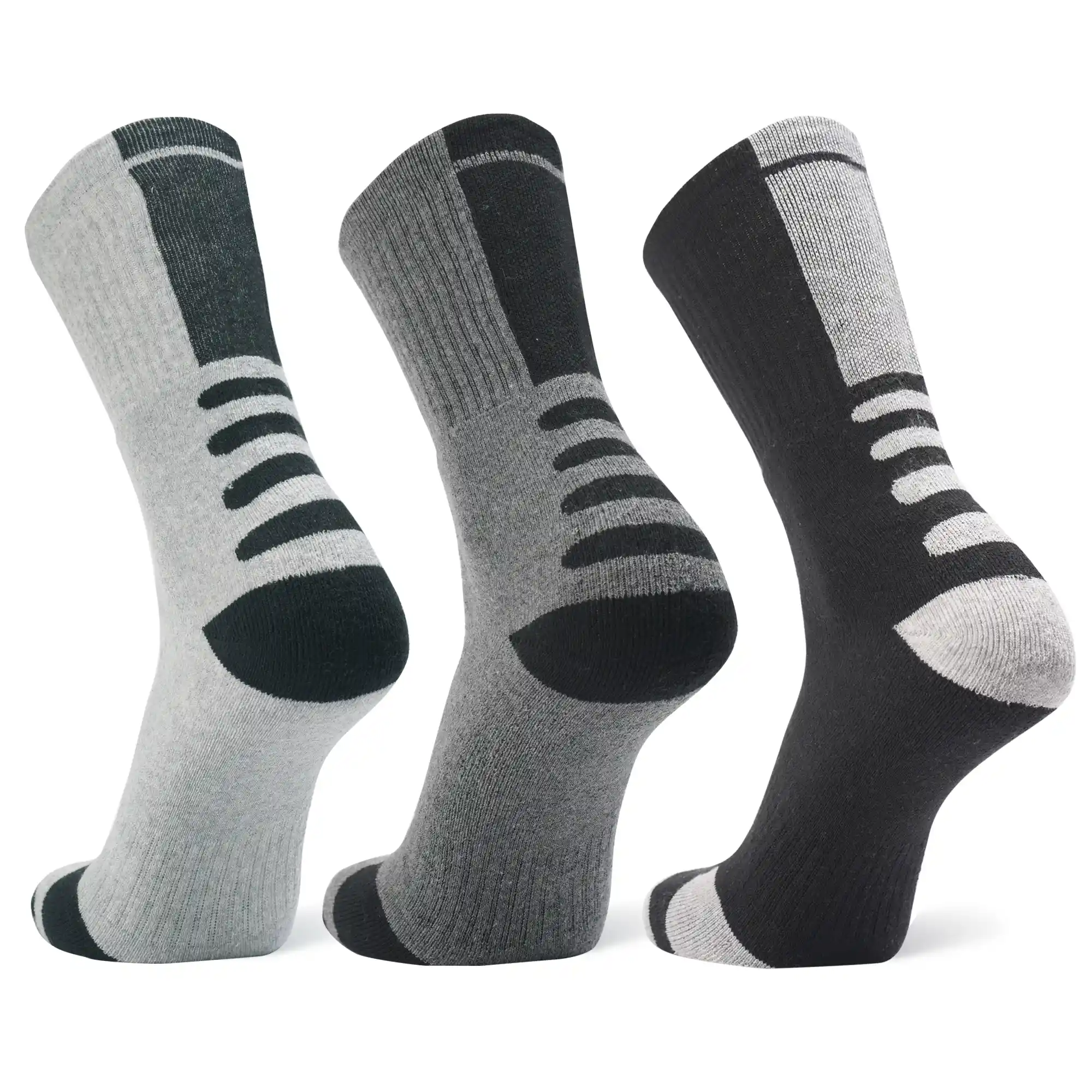 Men's Crew Length Full Terry Cotton Sports Socks, Pack of 3