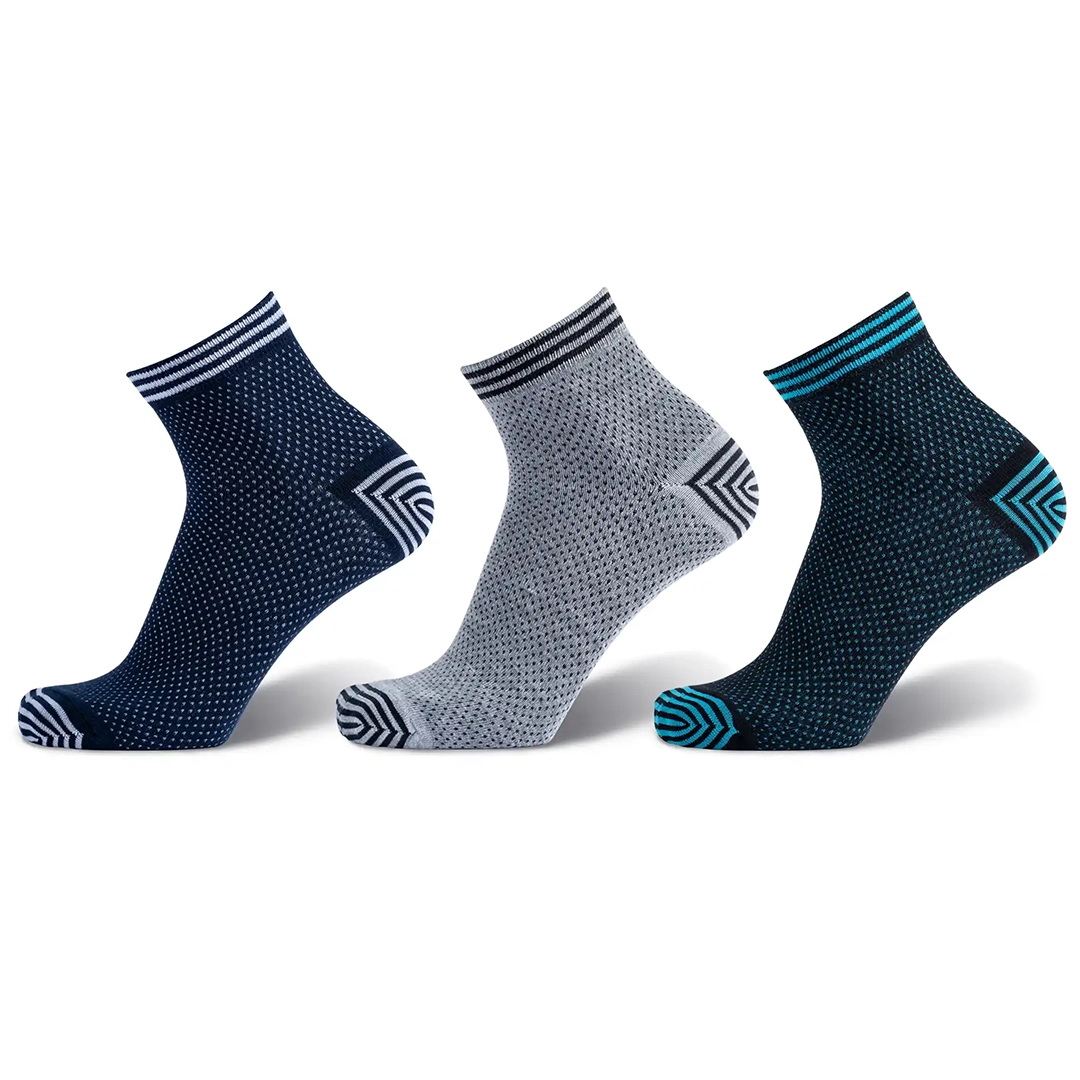 Men's Ankle Length Cotton Socks, Pack of 3