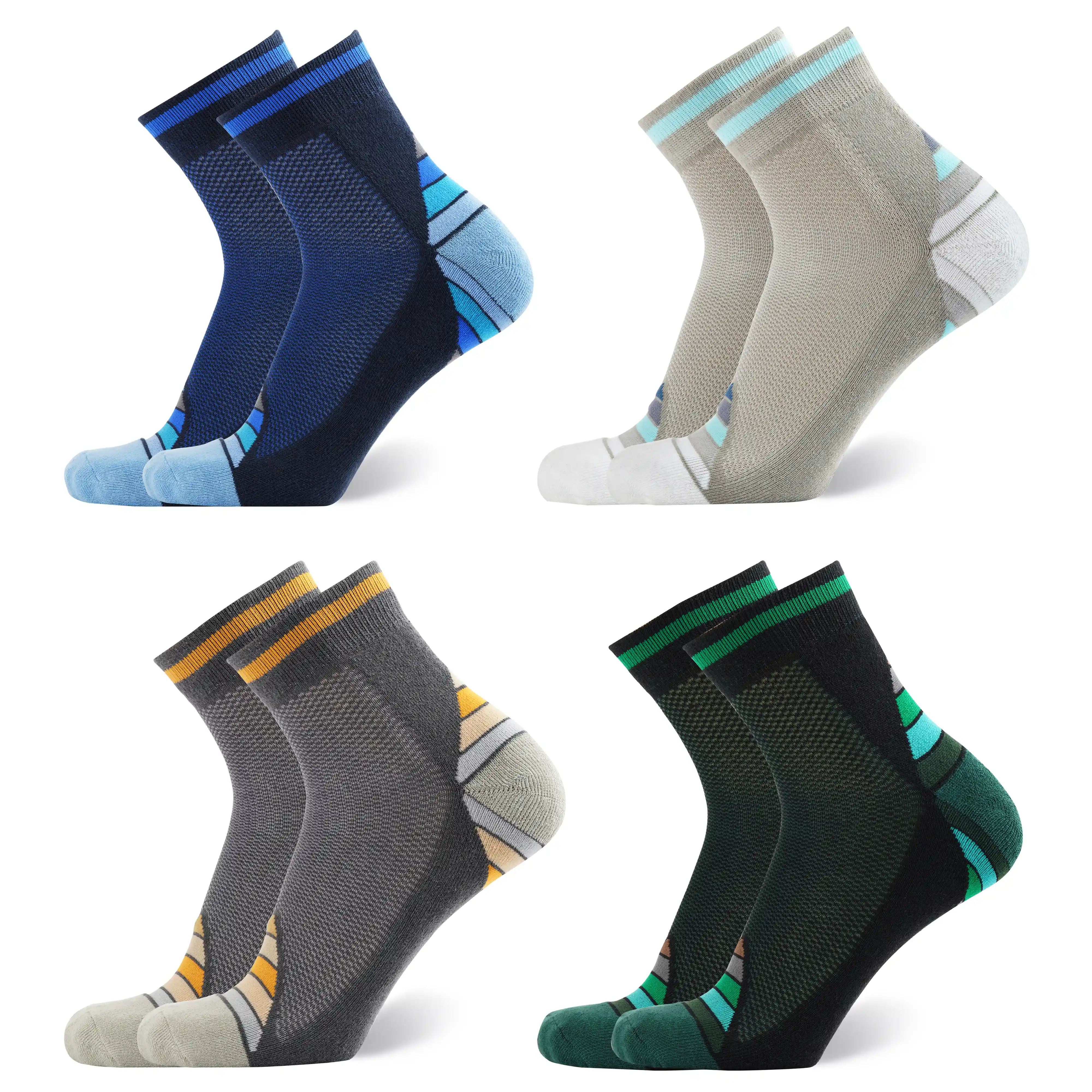 Men's Ankle Length Full Terry Cotton Sports Socks, Pack of 4 Pairs