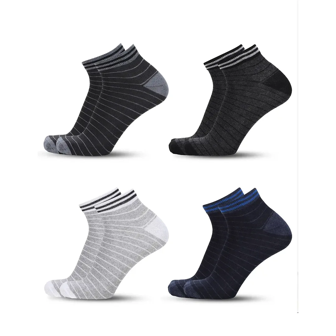 Men's Ankle Length Cotton Socks, Pack of 4 Pairs