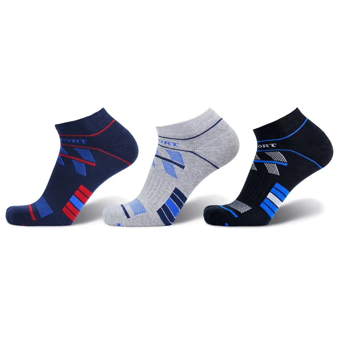 Men's Ankle Length Cotton Sport Socks, Pack of 3