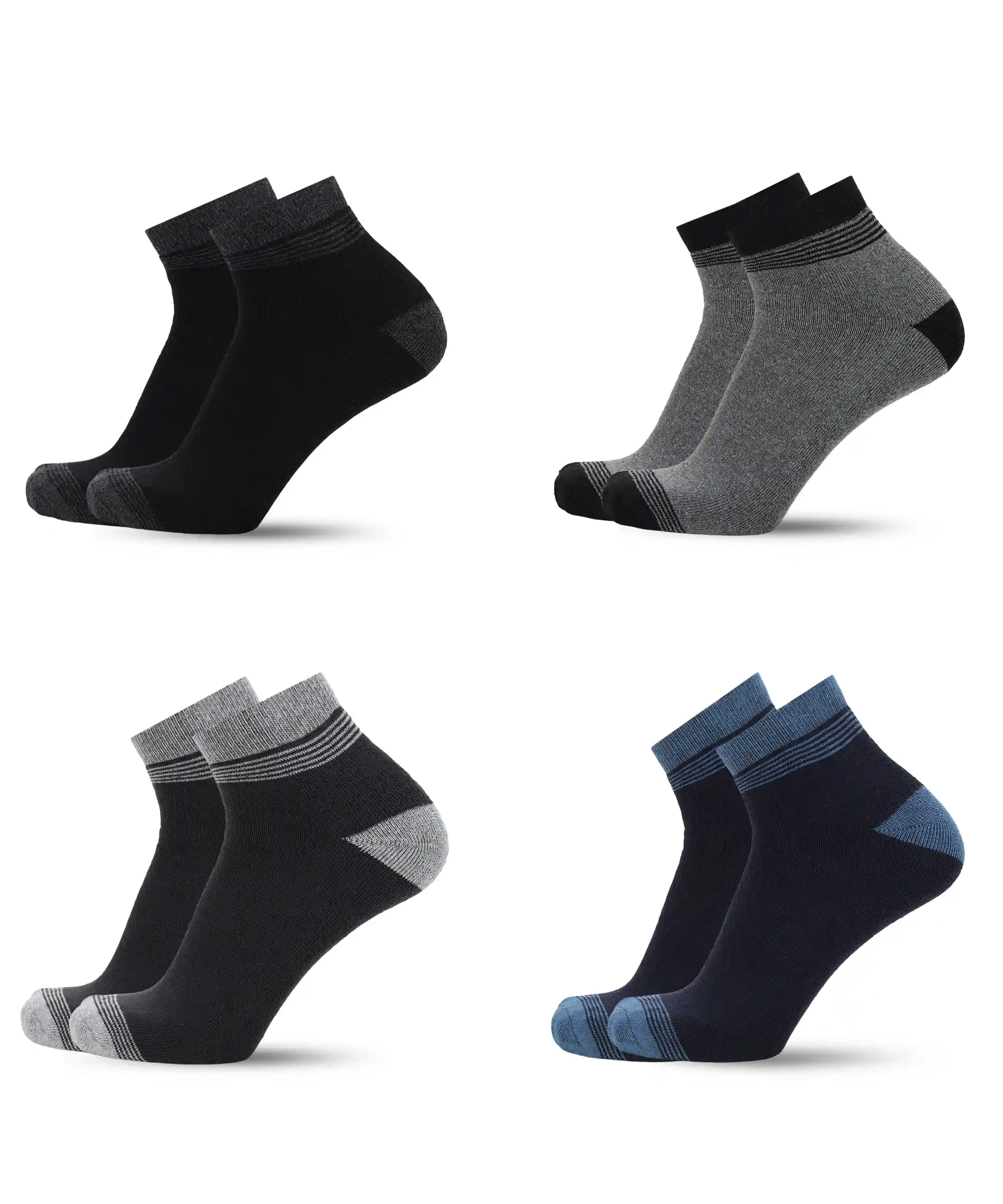 Men's Ankle Length Cotton Socks, Pack of 4 Pairs