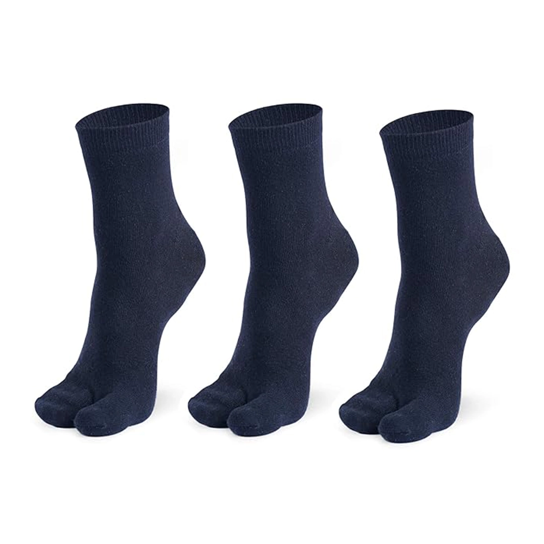 Women's Ankle Length Black Cotton Thumb Socks, Pack of 3