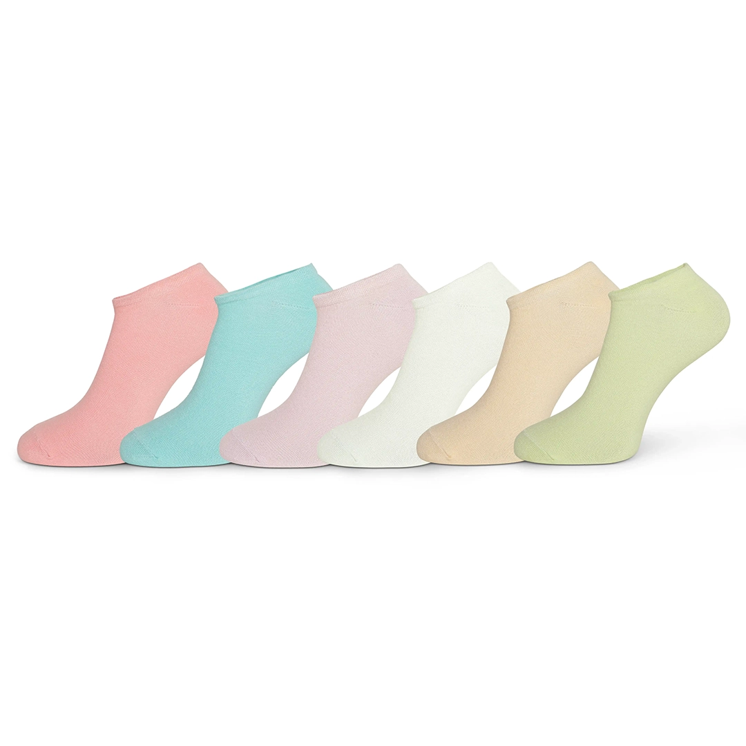 Women's Low Ankle Length Plain Cotton Socks, Pack of 6