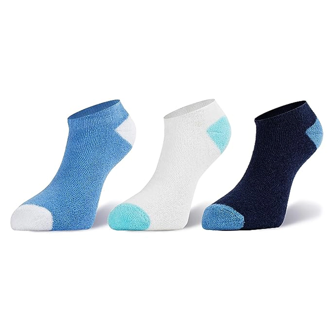 Women's Low Ankle Length Outside Terry, Fuzzy and Cozy Cotton Socks, Pack of 3