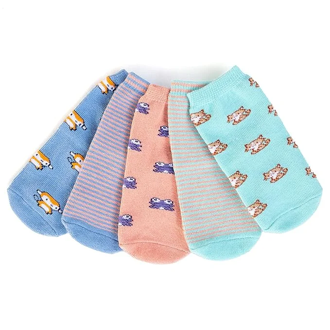 Kid's Crew Length Cotton Socks for Boys and Girls, Pack of 5, Size 2 years - 4 years