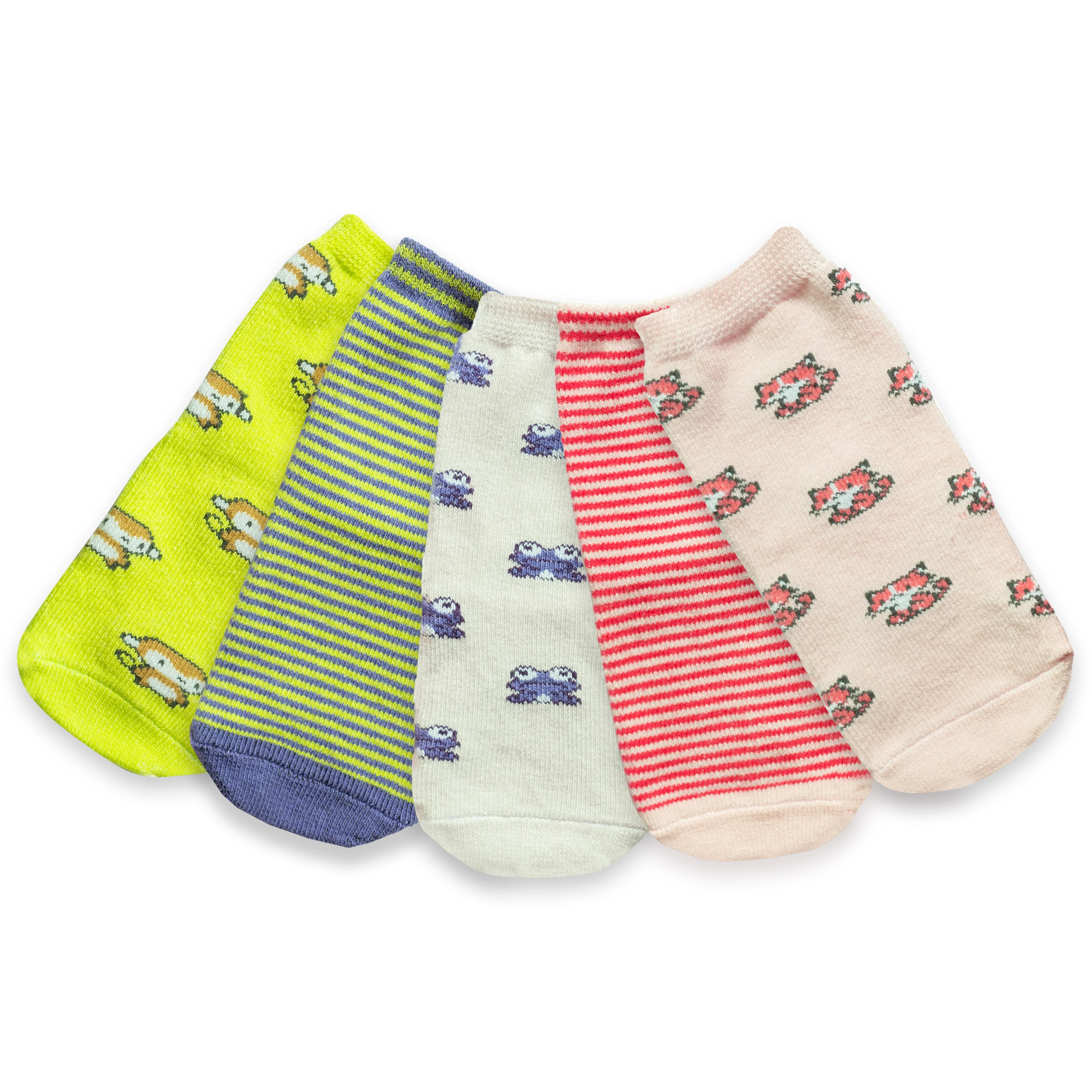 Kid's Crew Length Cotton Socks for Baby Boy and Baby Girl, Pack of 5, Size 6 months - 12 months