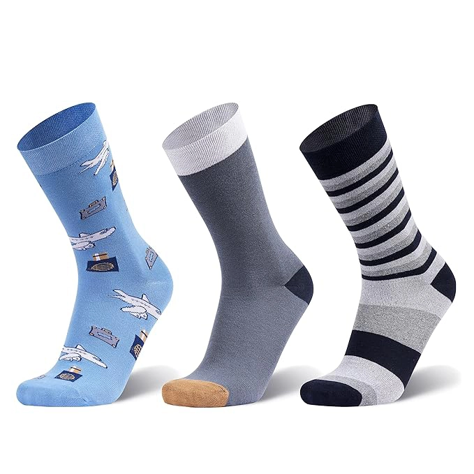 Men's Crew Length Fun Cotton Socks, Pack of 3